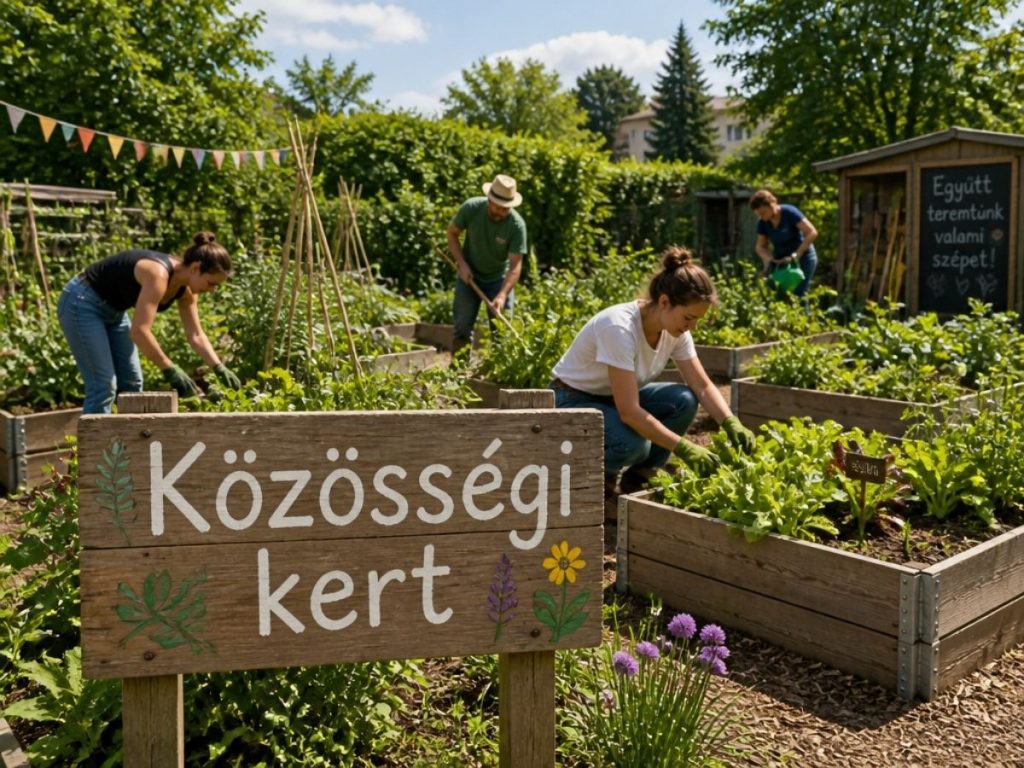 Különböző korosztályok együtt dolgoznak egy városi közösségi kertben